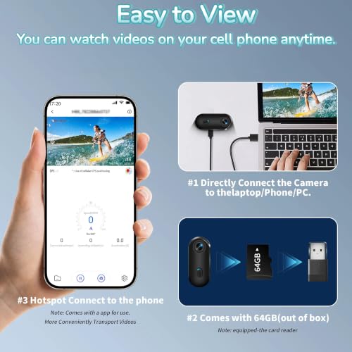 Asdanalili 4K Body Camera with 64GB, WiFi Vlogging & Sports Action Cam