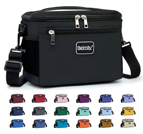 Insulated Lunch Bag for Men and Women - Black, Leak-Proof Soft Cooler Tote