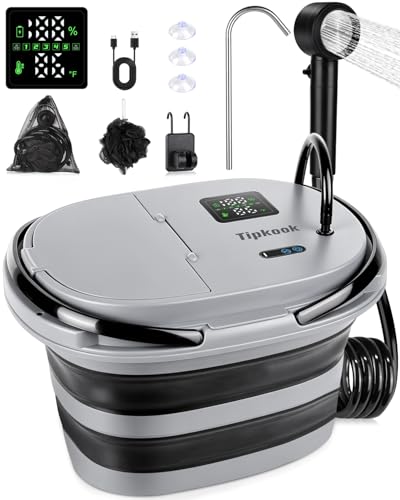 Portable Camping Shower with 20L Foldable Bucket & 13000mAh Battery