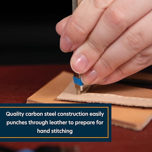 Leather Stitching Chisel Set with 5mm Spacing - Diamond Tip Leather Punch Tool Kit