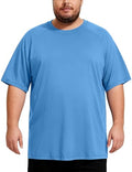 Men's Big and Tall Swim Shirt UPF 50+ Short Sleeve Rash Guard Top 3X-Large Blue