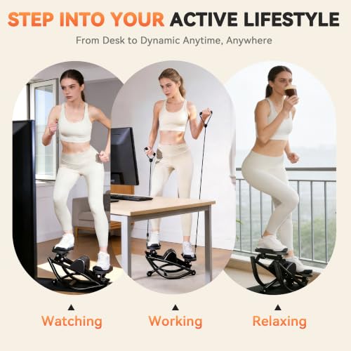Gannyfer Black Side-to-Side Rock Stepper Exercise Machine with Digital Monitor, Resistance Bands, 330 lbs Capacity
