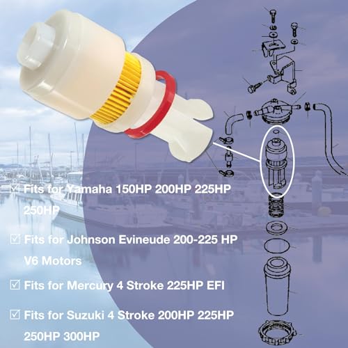 Outboard Fuel Filter for Yamaha 150HP 200HP 225HP 250HP Marine Motor - Fits Yamaha 150-250 HP