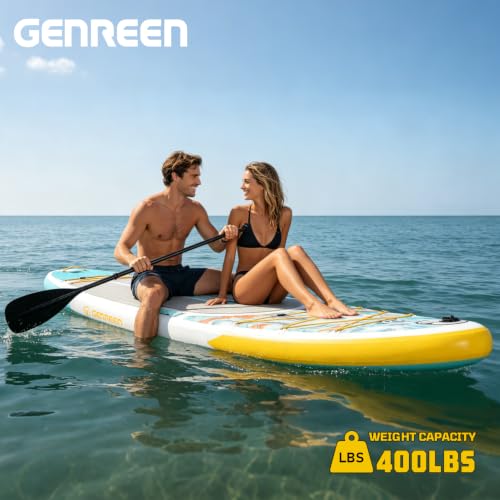 GENREEN 10'6" Inflatable Stand Up Paddle Board Blue Jellyfish - Beginner & Stable