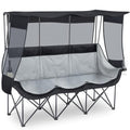 Teenyyou 3-Person Camping Chair with Canopy - Heavy Duty Black, Supports 700lbs