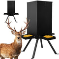 Heavy-Duty Galvanized Deer Feeder 60-70 lbs Weatherproof with 4 Feeding Trays - Black