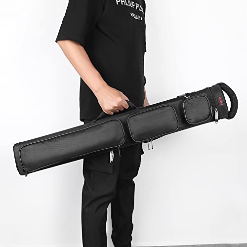 2x4 Hard Shell Pool Cue Case - Black Waterproof Billiard Cue Holder with Accessories
