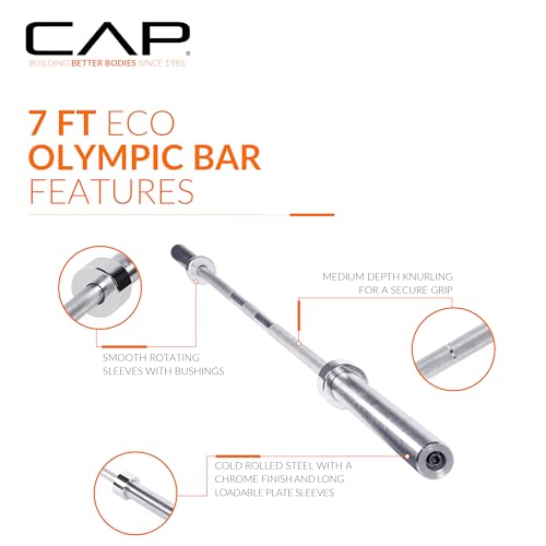 CAP Barbell Olympic Weight Set with 7ft Bar & 370 lb Speckled Bumper Plates - Economy Edition