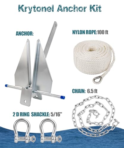 10 lb Galvanized Boat Anchor Kit with Chain Rope & Shackles for 16-26 ft Boats - Heavy Duty