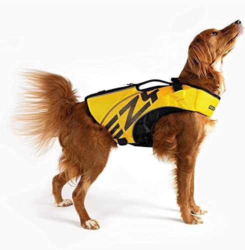 EzyDog DFD X2 Dog Life Jacket Yellow Large with Grab Handle & Reflective Trim