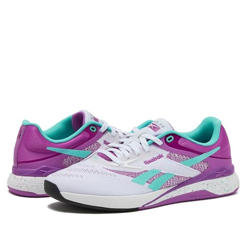 Reebok Women's Nano X5 Athletic Shoes - White/Purple Rave/Aqua, Size 5