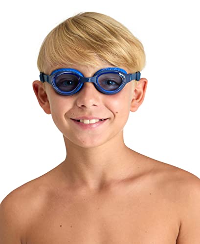 Kids Junior Swim Goggles Anti-Fog Mirror with Air Seals Blue/Blue - Adjustable Fit