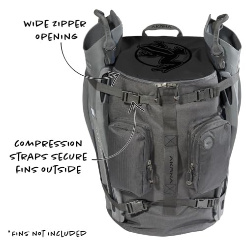 AKONA Black Globetrotter 58L Dive Travel Backpack for Scuba & Snorkeling Gear