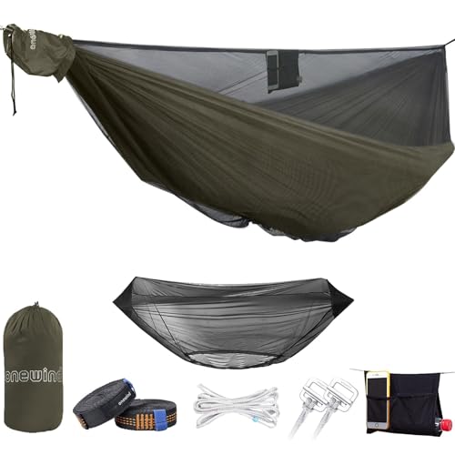 Od Green Double 11ft Camping Hammock with Mosquito Net & Straps - Lightweight & Durable