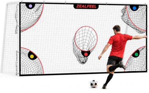 Zealfeel 12x6 ft Soccer Target Net with 5 Scoring Zones, Portable & Tear-Resistant