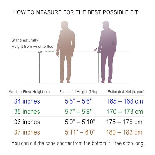 36-Inch Folding Wooden Cane for Men | Lightweight Support & Travel-Ready