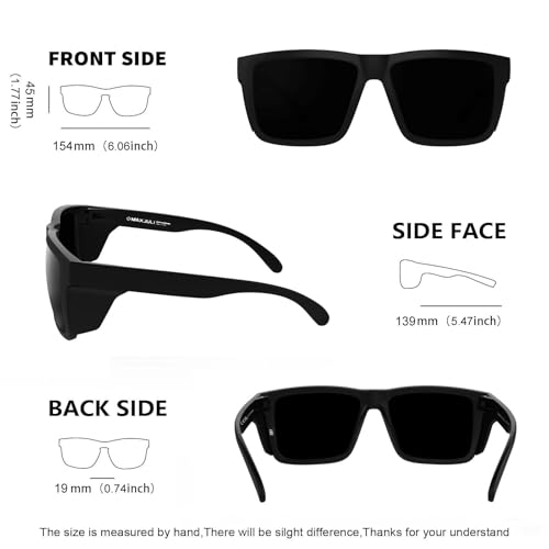 MAXJULI XXL Size Z87 Sunglasses with Side Shield - Super Dark for Big Wide Heads Men TR90 UV400 Protection
