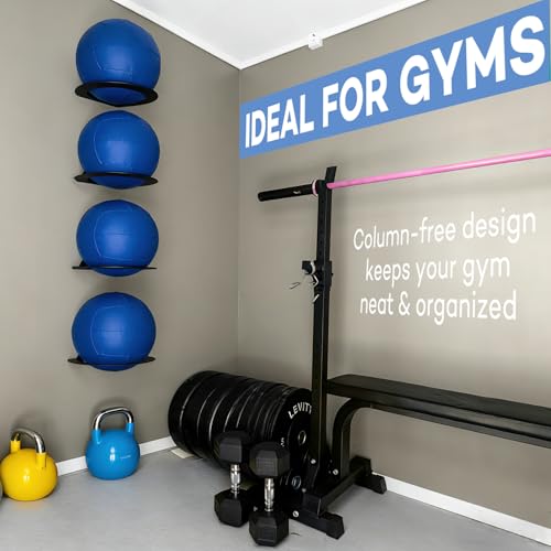4-Pack Wall-Mounted Medicine Ball Holder Rack for Gym Storage