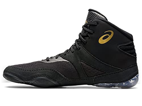 ASICS Men's Split Elite Wrestling Shoes - Black & Pure Gold, Size 8