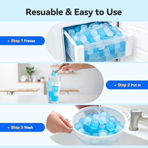 720 Blue & White Reusable Ice Cubes - Refreezable Plastic Ice Blocks for Drinks & Cold Storage