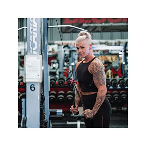 Dynepic Sports Spiral Strength Tricep Rope Red Pulley Black Grips Fitness Equipment