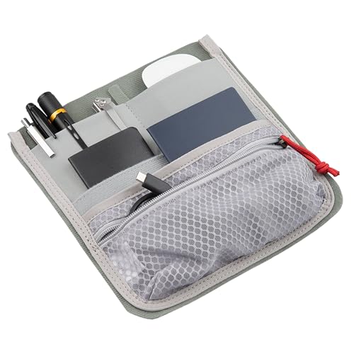 Bag Organizer Insert with Multiple Pockets for Backpack or Bag - Hook & Loop Attachment, Grey