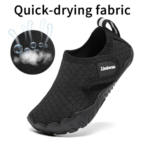 6 Pack Toddler Water Shoes for Girls and Boys Non-Slip Beach & Swimming Shoes - Black