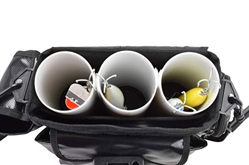 Surf Fishing Tackle Bag with Multiple Pouches and Adjustable Strap