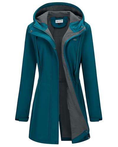 Women's 33,000ft Softshell Hooded Jacket XL Modern Blue Waterproof Fleece Lined Raincoat