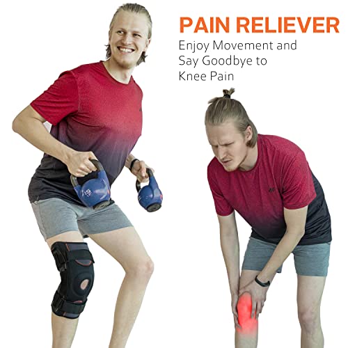 Hinged Knee Brace with Side Stabilizers - Black, Large - Supports & Pain Relief