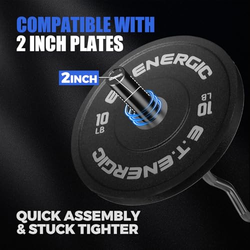 E.T.ENERGIC 47-Inch Solid Steel Olympic Curl Barbell - Black, 700LB Capacity