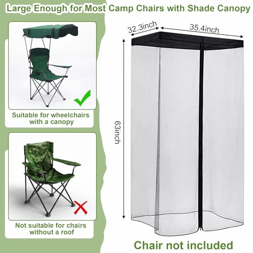 Yahenda Mosquito Net for Canopy Chair - Waterproof Mesh Cover with Zipper, 63" H