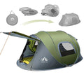 Night Cat 2-4 Person Waterproof Pop-up Camping Tent with Ventilation & Porch, Dark Green