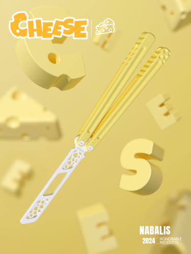 Nabalis Yellow Butterfly Knife Trainer - 7075 Aluminum, Teflon-Coated, Public-Friendly Balisong