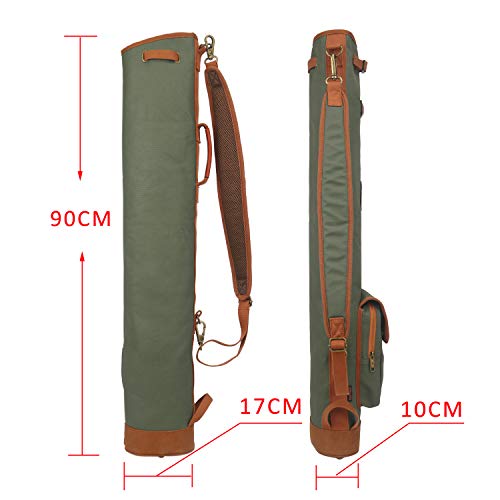 TOURBON Lightweight Canvas Golf Club Carry Bag - Green, Compact & Easy to Carry