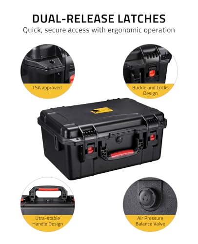 CVLIFE 18-Inch Hard Shell Gun Case for 5 Pistols & 12 Magazines, Waterproof