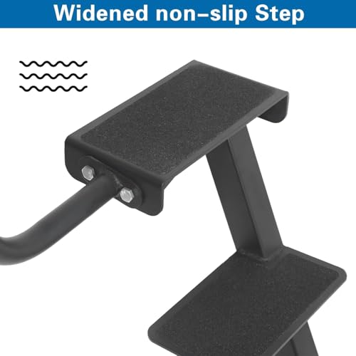 OUTPRIZE Vertical Mount 2-Step Boat Trailer Ladder with Handrail - Heavy Duty, Adjustable Fit