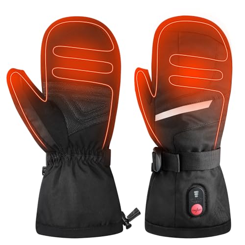 Heated Ski Gloves Men Women Charcoal Black Medium Rechargeable 7.4V
