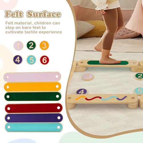INFANS Wooden Double-Sided Kids Balance Beam & Stepping Stones Set - Montessori Obstacle Course for Toddlers, Indoor & Outdoor Play Equipment
