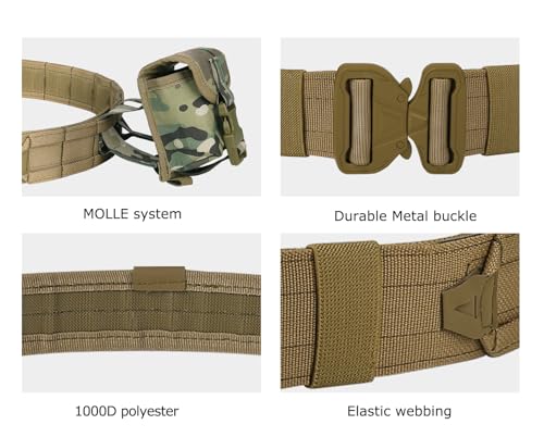 YAKEDA Tactical Battle Belt 8-in-1 Molle Hunting Belt with Pouches - Camou
