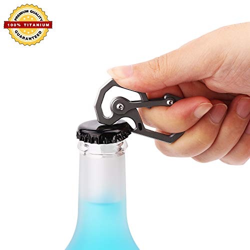 Tibitdeer Grey Titanium Keychain with Carabiner and Bottle Opener - Heavy Duty Multi-Function Key Organizer