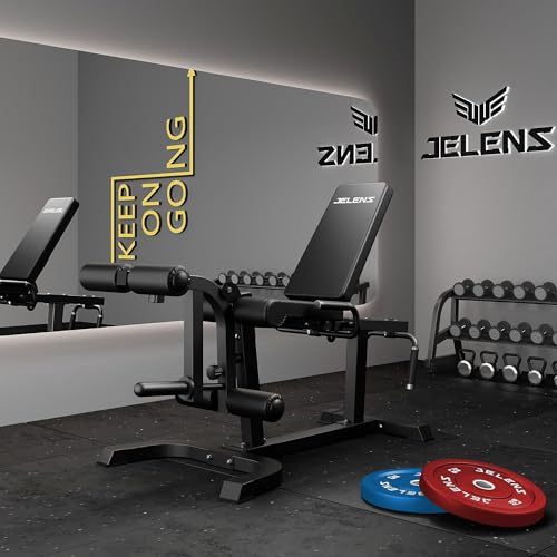 JELENS Black Adjustable Leg Extension and Curl Machine for Home Gym
