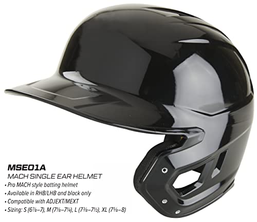 Rawlings Mach Single-Ear Batting Helmet Large (7 3/8"-7 1/2") for Right Hand & Left Hand Batters