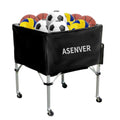 Black Portable Ball Cart with Removable Basket & Foldable Design for Volleyball Soccer Basketball Storage