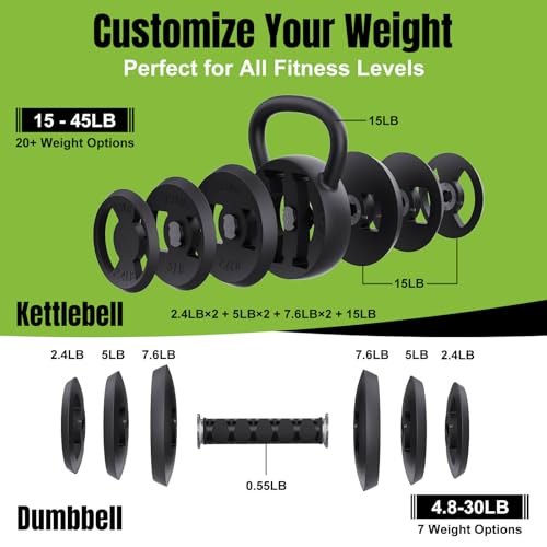 Hezeyferg Black 2-in-1 Adjustable Kettlebell for Home Gym & Strength Training