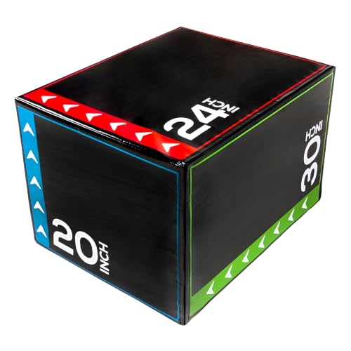 BalanceFrom 3-in-1 Foam Plyometric Jump Box 20x24x30 Inch Multi-Color