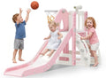 Pink 6 in 1 Toddler Indoor Outdoor Slide for 1-3 Year Olds, Foldable Playset