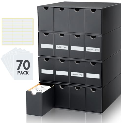Trading Card Storage Box Organizer 4 Row Black - 16 Small Compartments