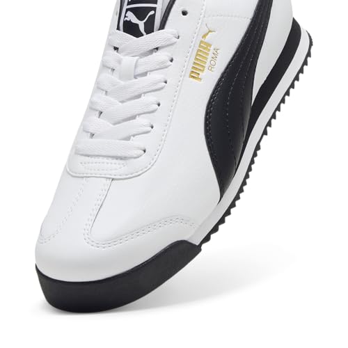 PUMA Men's Roma Sneakers White-Black-Gold Size 9 - Athletic Lifestyle Shoe