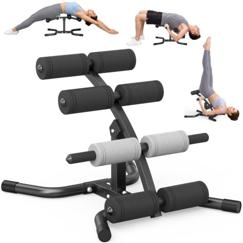 DERACY Black Mini Inversion Table with Rollers - Back Extension Machine for Spinal Decompression